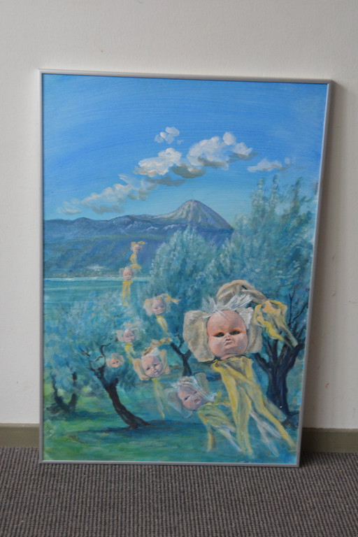 Acrylic paint painting .  Baby Faces