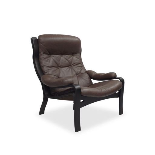 Loungestoel VIDJA | Mid Century Leren Fauteuil | 70s IKEA Vintage