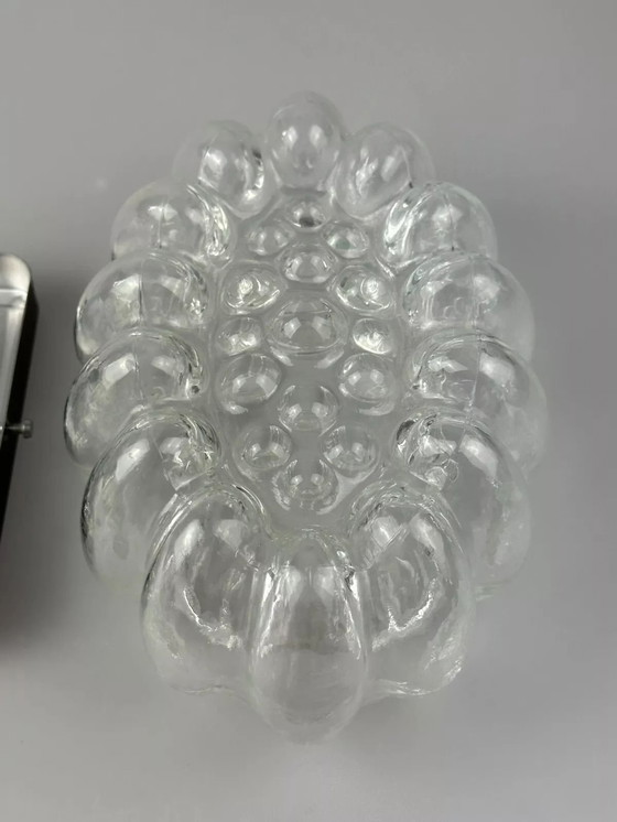 Image 1 of 60s 70s wall lamp made of glass & metal Bubble Wall Sconce Space Age Design