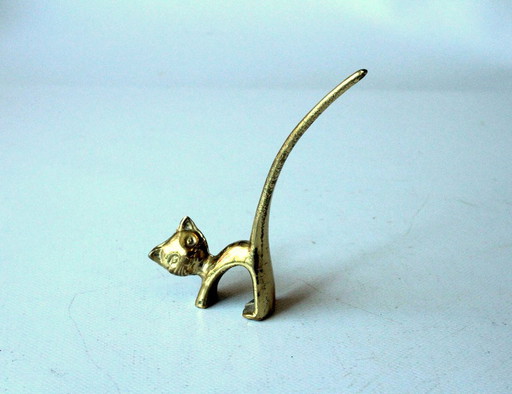 Brass Cat Ring Holder - Paperweight - Vintage