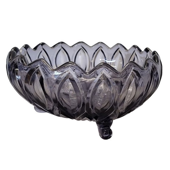 Bol Vintage Lausitzer Glaswerke Orion, Verre pressé violet (photo 4 sur 6)