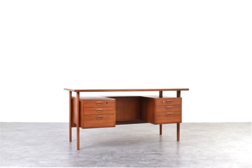 Mid-Century Danish Teak Executive Desk by Kai Kristiansen for FM Møbler, 1960s.