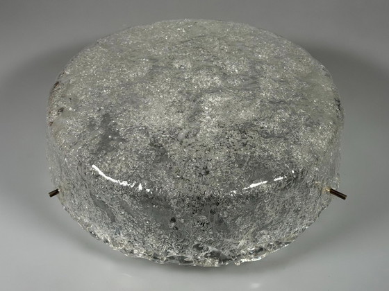 Image 1 of 1960s/70s Lamp, Light, Ceiling Light, Flush Mount Ice Glass, Hillebrand 60s