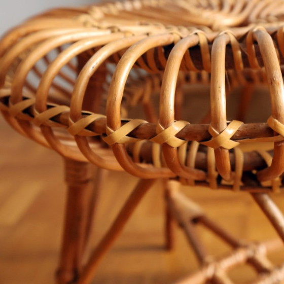 Image 1 of ❤️Vintage rotan krukje, cultureel meubilair uit de DDR, midden van de 20e eeuw