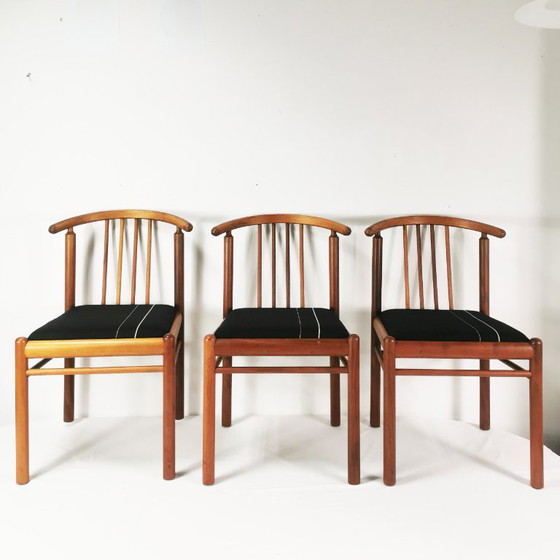 Set of 6 teak chairs, Mid-Century, Denmark, 1970s. – Dining chairs, Textile, Wood (photo 8 of 18)