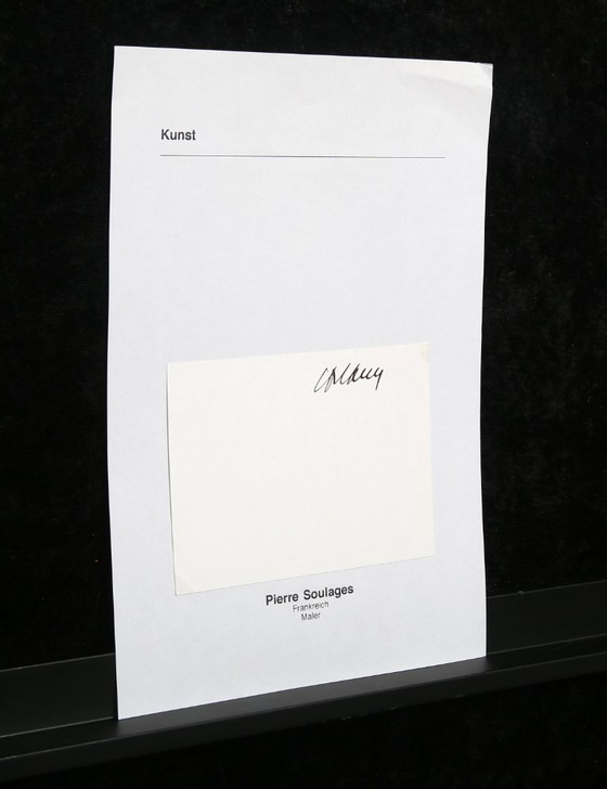 Image 1 of Soulages, Pierre - Handtekening - gemonteerd op DIN A4 vel