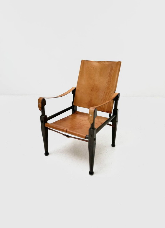 Image 1 of Set de 2 Fauteuils Safari en cuir et chêne de Wilhelm Kienzle pour Wohnbedarf, 1950Ern Jahre