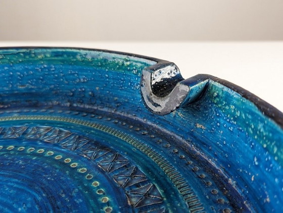 Image 1 of Giant Blue Ceramic Ashtray By Aldo Londi For Bitossi