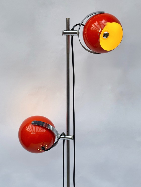 Image 1 of Vintage Space Age Oogbol Vloerlamp | Anvia Almelo | Oranje Nederlands Design
