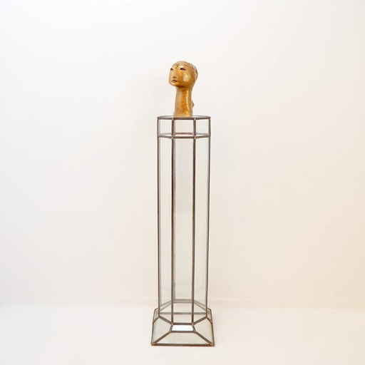 Colonne Art Déco en verre et zinc