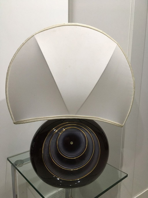 SC3 Italy Bitossi Keramik Tischlampe, schwarz und gold, 1960er-70er Jahre