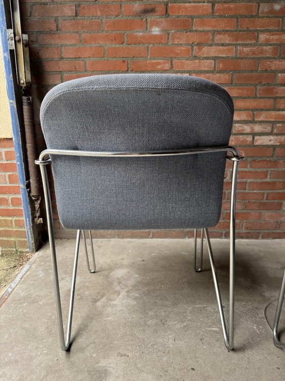 'Neon Light' Eetkamerstoel Set Van 4 In Blauw En Chroom Van Alfred Homann – Eetkamerstoelen, Metal, Textile (photo 5 of 6)