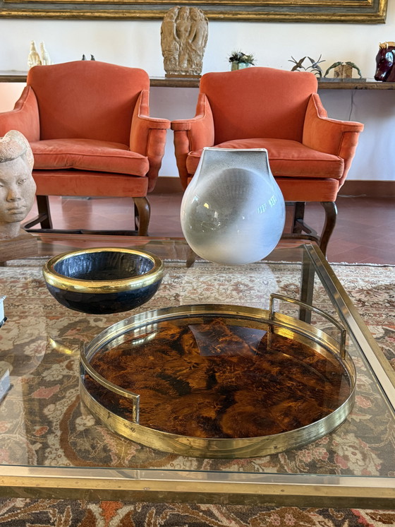 Image 1 of Hollywood Regency Rundes Tablett, Italien 1970er