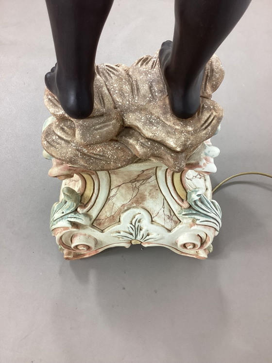 Vintage large Italian Venetian Moorish Floor light – Wood, Ceramic (photo 10 of 13)