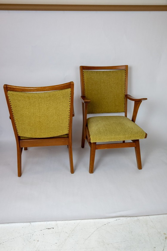 Image 1 of Ensemble de 2 fauteuils des années 1950 avec revêtement vert