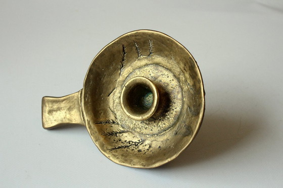 Image 1 of Solid design candle holder/chamber chandelier brass Brutalist - handmade - vintage