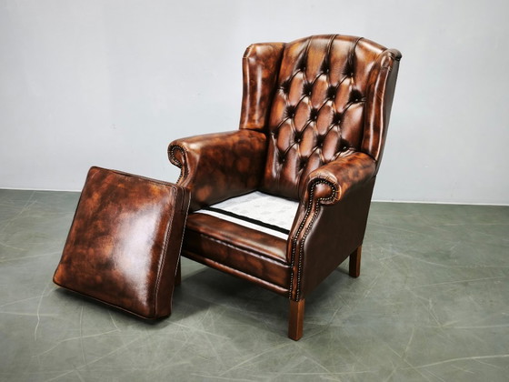 Poltrona Chesterfield contemporanea in pelle con schienale alto, realizzata a mano, anni 2010. – Poltrone (photo 9 of 17)