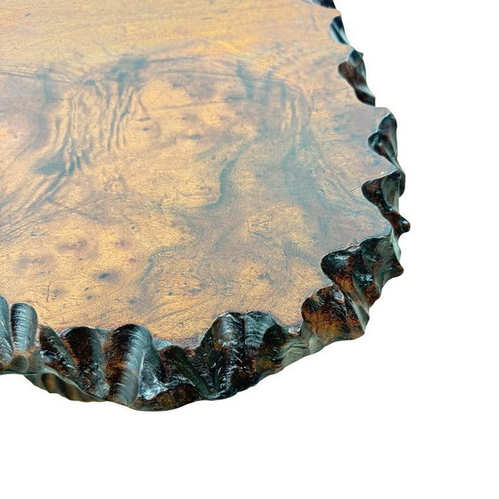 Image 1 of Hand-carved organic side table made of camphor wood – sculptural brutalist design