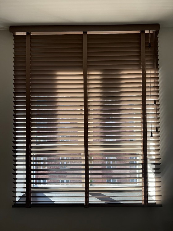 Image 1 of 8x Luxury taupe custom-made linden wood wooden blinds
