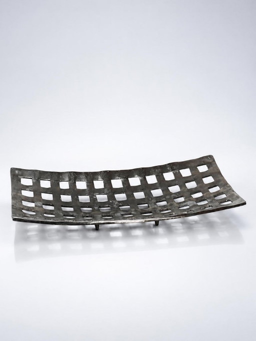 Vintage PTMD Home Collection durchbrochener Metallkorb, brutalistischer Stil
