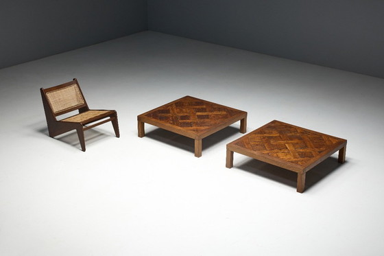 Image 1 of Brutalistischer Parkett Couchtisch, Frankreich, 1970er