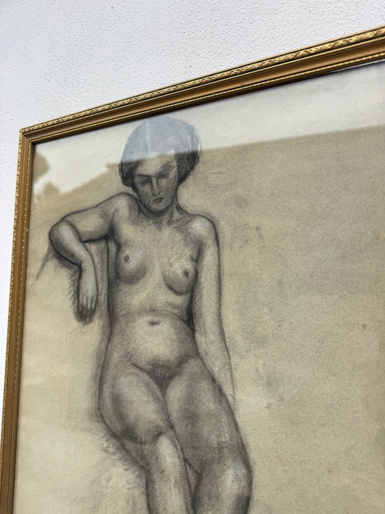 Studio di nudo femminile a carboncino Art Déco (1937) – Dipinti e disegni, Carta (photo 8 of 13)