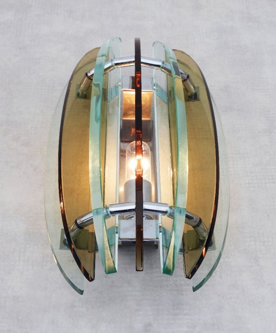 Image 1 of Coppia di applique da parete in vetro Veca, metà secolo, Italia, circa 1970