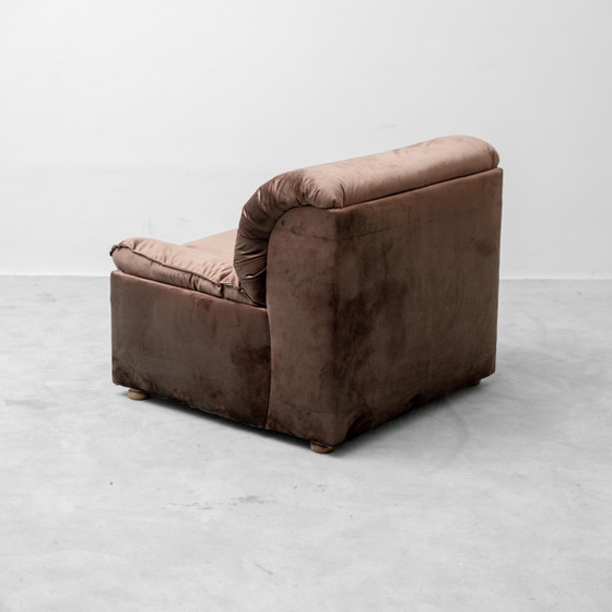 Paire de Chaises & fauteuils Vintage en Velours Marron – Années 70 – Velvet (photo 11 of 12)
