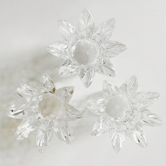 Image 1 of Set Vintage Italiaanse Royal Crystal Rock Laurus Star loodkristal waxinelichthouders 1980's