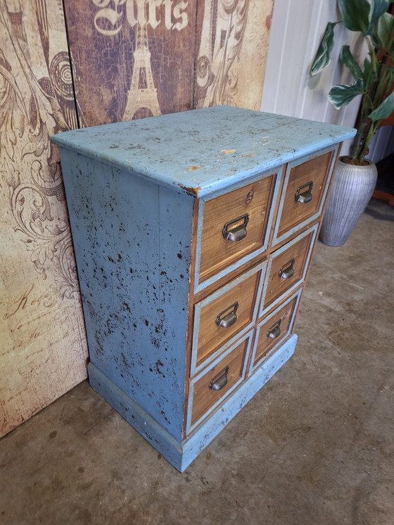 Image 1 of Vintage chest of drawers, medicine cabinet, filing cabinet, dimensions: 58x40cm and 77cm high.