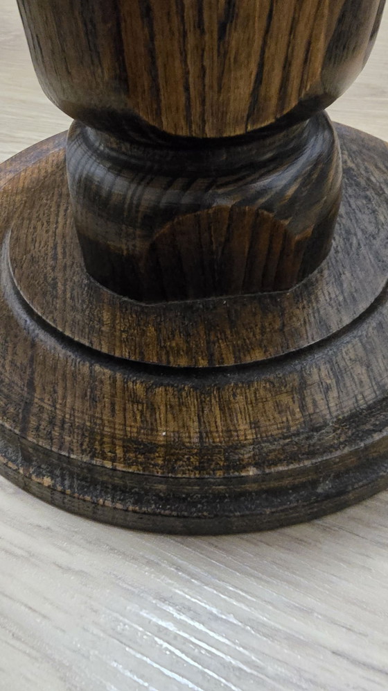Vintage Brutalistische Houten Kerk Kandelaar - Massief Eiken (28cm) – Kandelaars en kaarsen (photo 5 of 13)