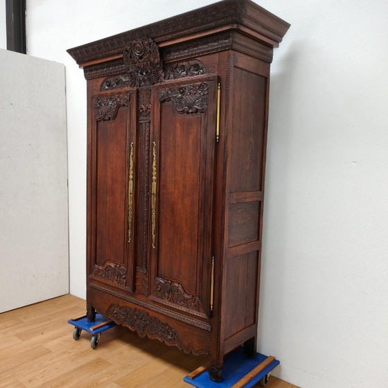 Antique cabinet, bridal cabinet, wardrobe, wall cabinet, display cabinet, Wood, Brass, Brown, Vintage (photo 3 of 12)