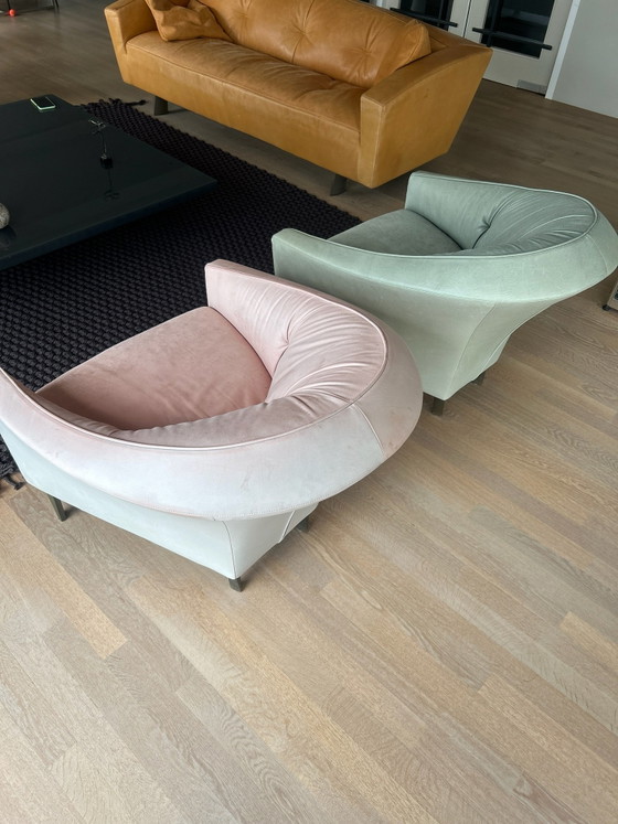 2x UNIQUE Montis Suite 90s design leather armchairs, Iron, Green (photo 4 of 10)