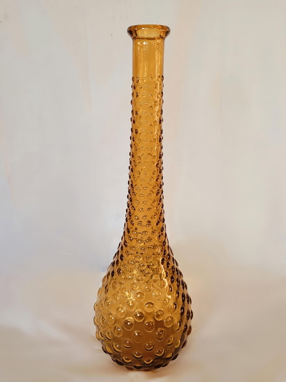 Image 1 of Beautiful large Vintage Empoli Vase (39 cm) - Amber Bubble Glass