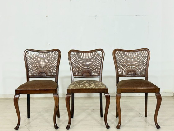 Image 1 of Juego de 3 sillas Chippendale / Sillas de comedor antiguas – circa 1920