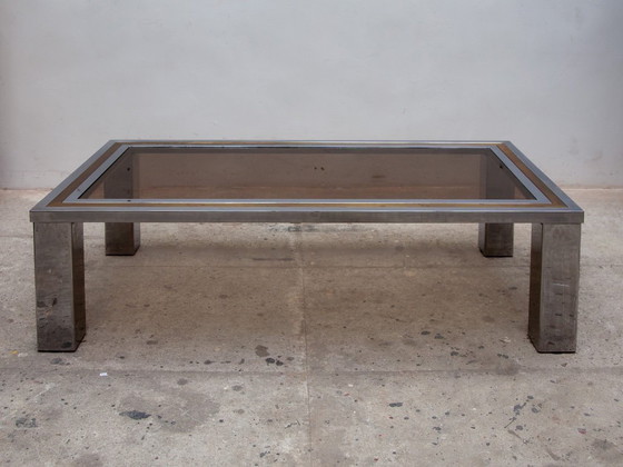 Image 1 of Belgo Chrome 1970s Coffee Table with Glass Top, Vintage design De Wulff