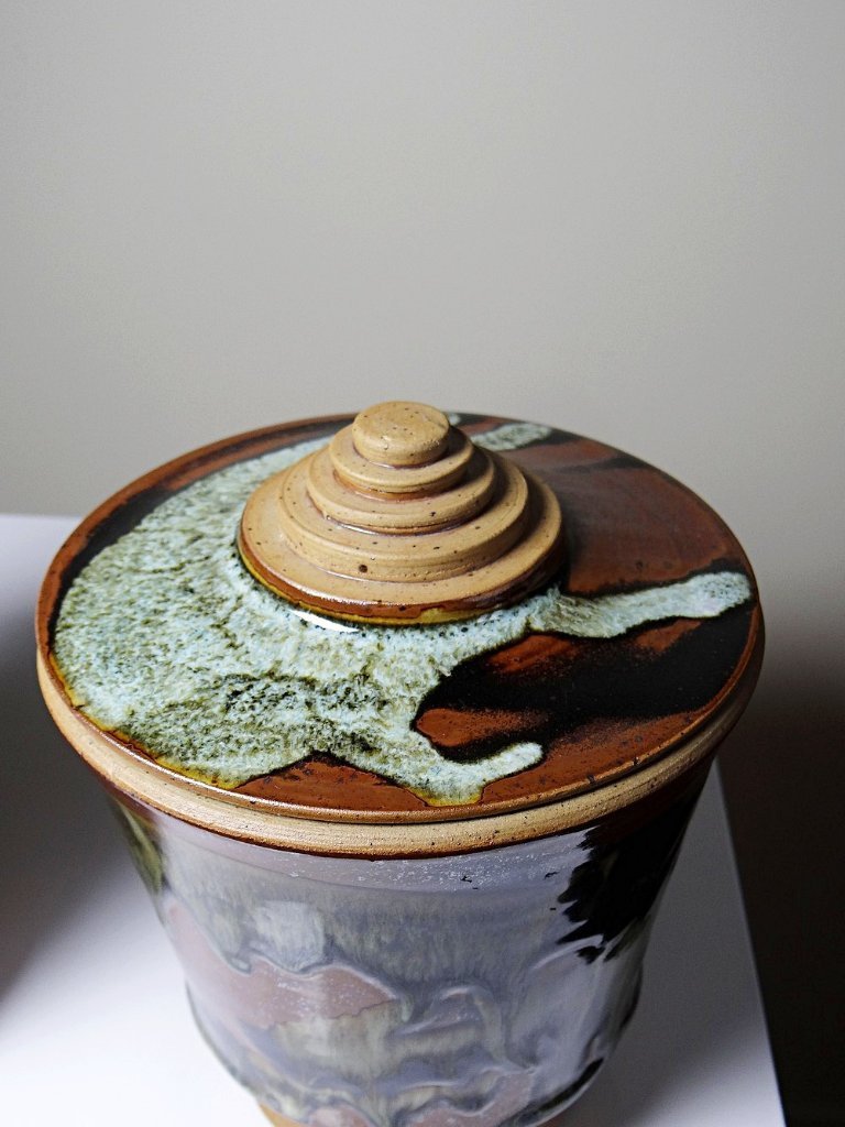 Pair of vintage 80s-90s Japanese-style stoneware pots from Studio