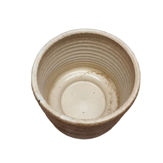 Image 1 of Pot de fleurs vintage en faïence marron