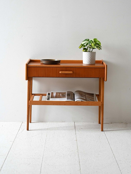 Table de nuit en teck bicolore scandinave des années 1950/60