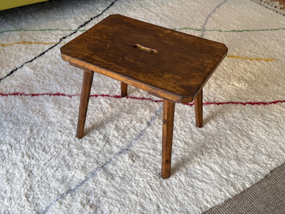 Image 1 of Antique Wooden Stool Milk Chair Stool Vintage wooden stool 
