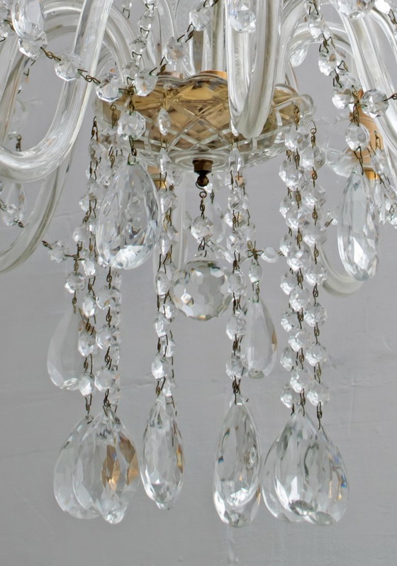 Image 1 of Lustre italien à 15 lumières en cristal Maria Theresa, moderne du milieu du siècle dernier, années 1950