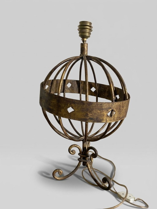 Lampada da tavolo vintage a forma di sfera armillare