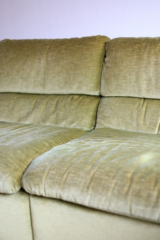 Image 1 of Modulaire Laauser bank, groen velours jaren 70
