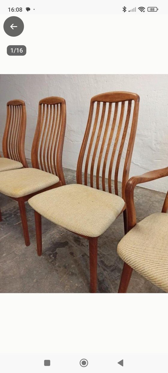 4 x Sedie da pranzo danesi mid-century di Schou Andersens – Tessile, Legno (photo 2 of 7)