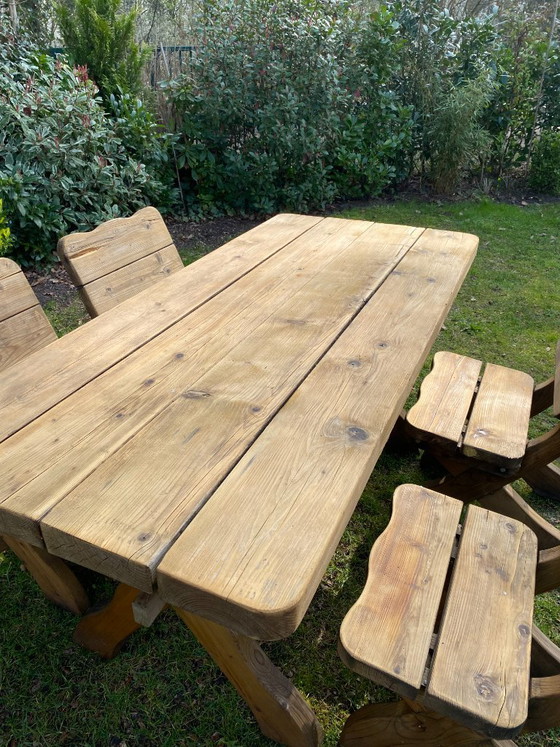 Image 1 of Robusto conjunto de jardín rústico de madera maciza con forma de tronco de árbol / cabaña