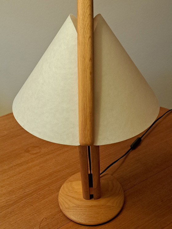 Image 1 of DOMUS Table Lamp Type 7701 – Solid Wood – Lunopal Shade – Design Classic