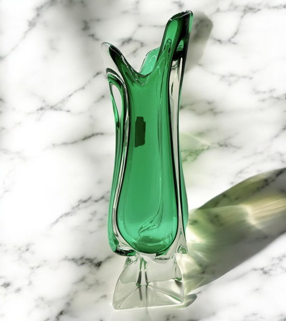 Image 1 of Murano - Smaragdvase von Fratelli Tosi