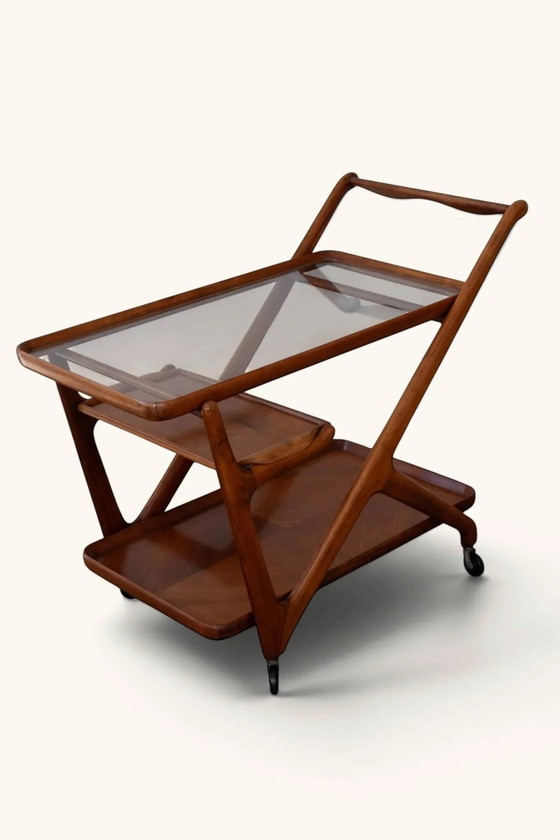 Desserte de Cesare Lacca pour Cassina, années 1950. – Bois, Verre, Vintage (photo 15 of 15)