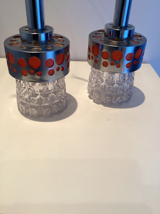 2x vintage Space Ace lamps – Massive, Pendant lamps, Glass, Metal (photo 3 of 5)