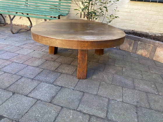 Image 1 of Couchtisch im brutalistischen Stil / Arts & Crafts / Massivholz-Eiche Japandi